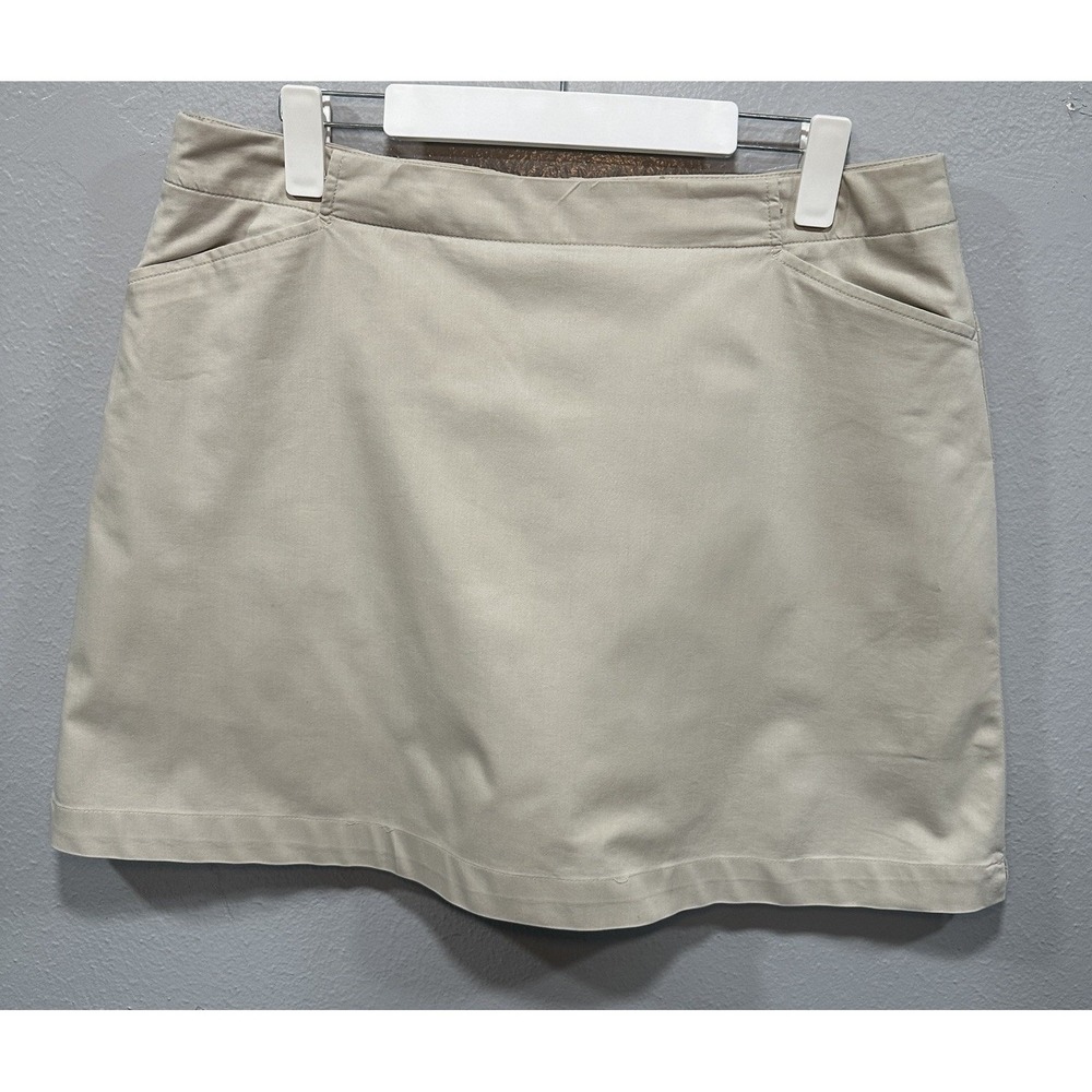 Nike Golf Dri Fit Skort Women's Size Large Skirt w/ Shorts Khaki 4 Pockets Zip
